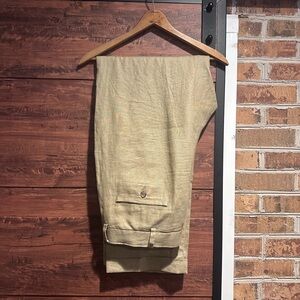 Brooks Brothers 346 MENS 36 x 32 Linen Pants Beige Dress Trousers Causal Preppy